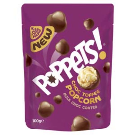 Picture of Pouch Poppets Choc Toffee Popcorn 100g x9